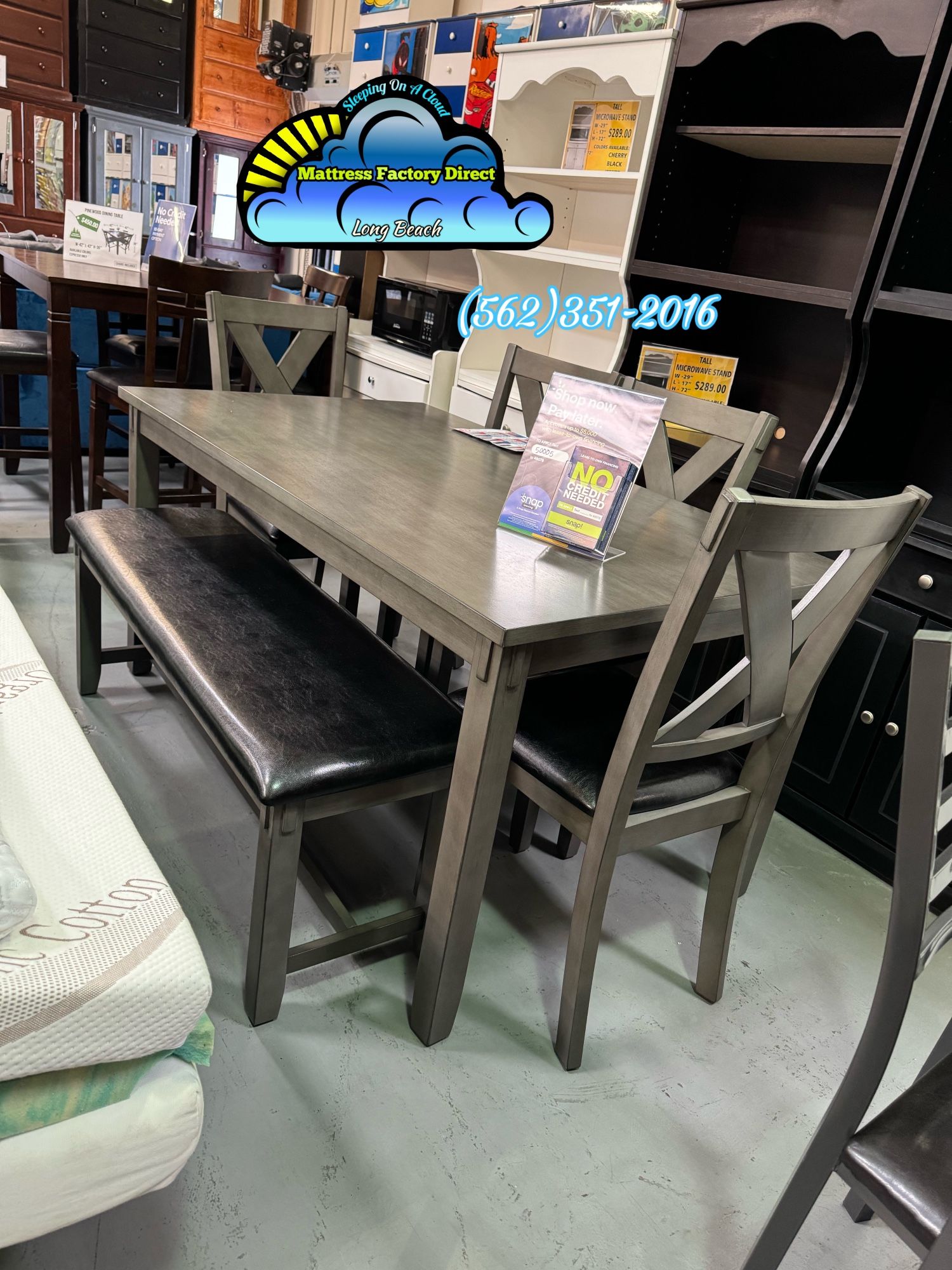 New Grey Wooden Dining Table With 4 Chairs And Bench Comedor 
