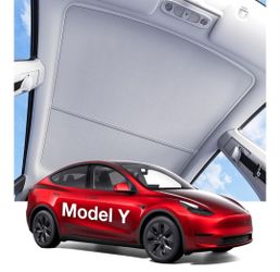 Wigoo for Tesla Model Y Accessories Sunshade Roof, Interior Gray For Model Y 2020~2025, Never Sag, Nano Ice-Crystal Coatings, Heat Insulation Glass Ro