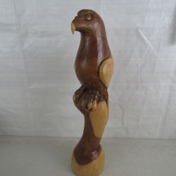 VTG 1984 Hand Carved Wooden Eagle Signed 22 1/2" Tall

