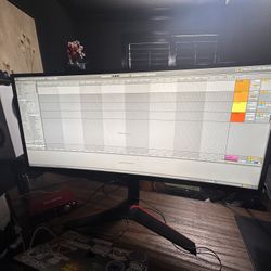 LG Ultra-wide Monitor 3440 x 1440 resolution, 100Hz refresh rate, 5ms response time.