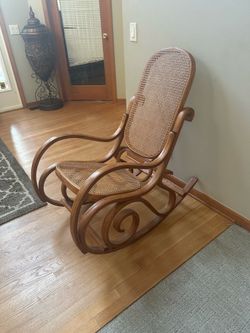Vintage Thonet-Style Bentwood Cane Rocking Chair