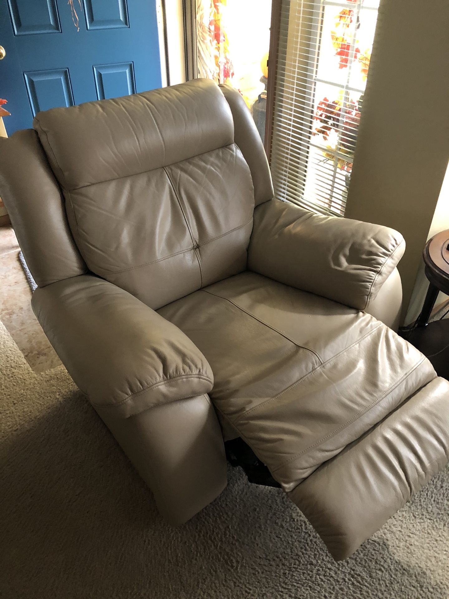 Real leather power recliner