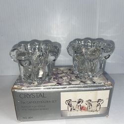 Crystal two-piece candle holder set