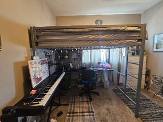 Full size metal loft bunk with desk