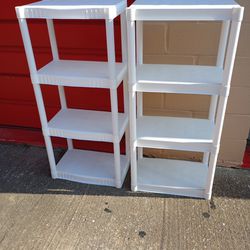 Two White Stackable Four Shelves Unit 
