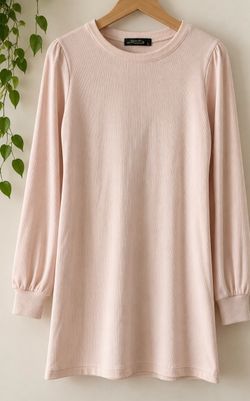 Cheefan Light Pink Ribbed Long Sleeve Dress – Size L