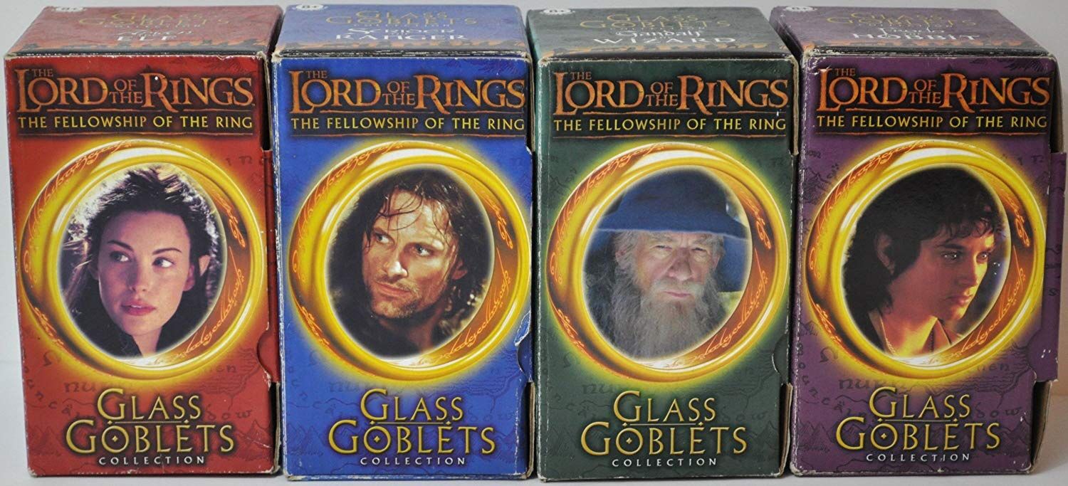 Full set of 2001 Burger King Lord of the Rings Glass light up goblets