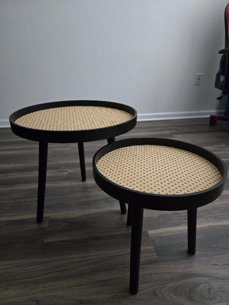 Rattan Round Table x2