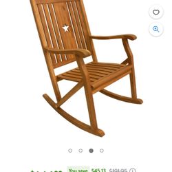 BIG WOOD ROCKING CHAIR WITH STAR CUT NEW