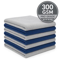 24pk Microfiber Towels 16x16 Car Detailing Cleaning Rags 300GSM Silver/Blue