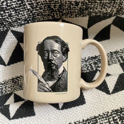 Vintage Barnes & Noble Coffee Mug Charles Dickens Author Pop Art Ceramic Cup