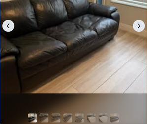 Black Leather Match Sleeper Sofa - 3-Seater with Pull-Out Queen Bed