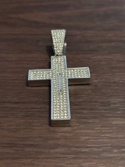 Silver Cross Pendant with Stone Pave Setting