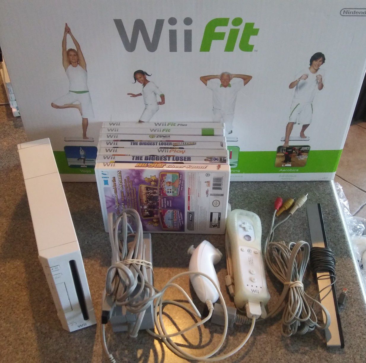 Nintendo Wii Bundle - Fit Board, Wii Remote & Nunchuck, All Cords, 7 Games (A Lot of Fitness) - Firm Price