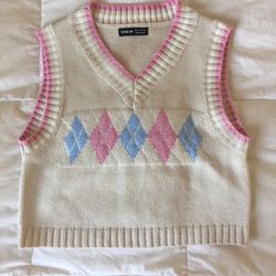 Shein, Pink And Blue Sweater Vest Size S