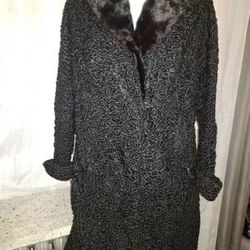 Persian lamb Mink Coat black Berman Women's Size M

