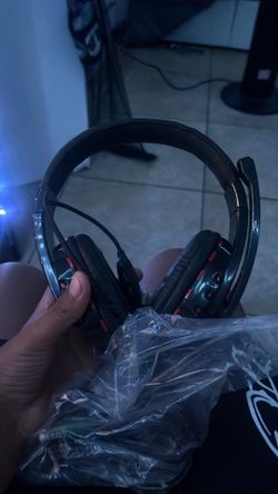 red and black headphones gaming never used