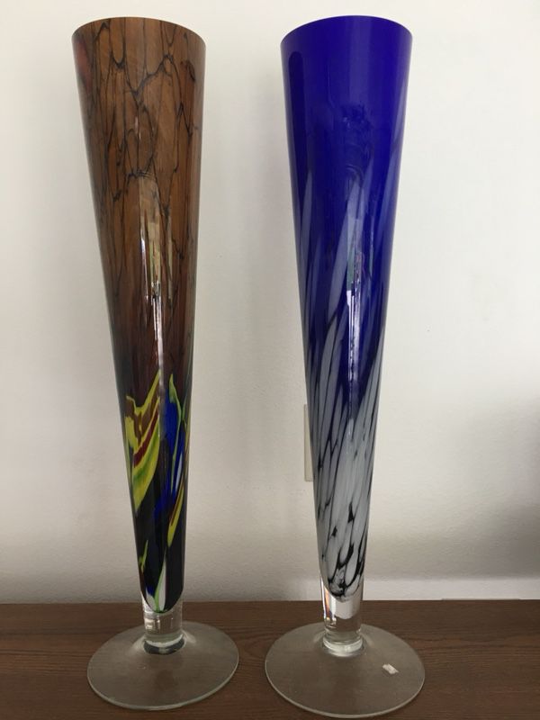 Antique glass cone tall vases