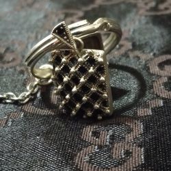 Vintage 925 Sterling Silver Locket Key Ring 