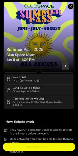 Summer Pass Club Space Ticket 2025