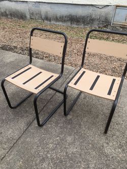 Metal Chairs wooden back and Seat Very sturdy