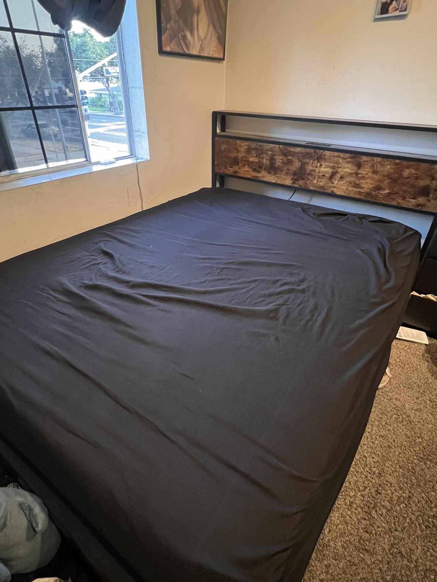 Queen Bed Frame W/ Bed