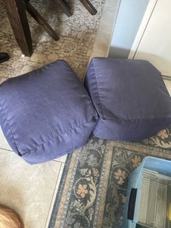 Set of 2 Outdoor Pouf Ottomans / Bean Bag Footstools