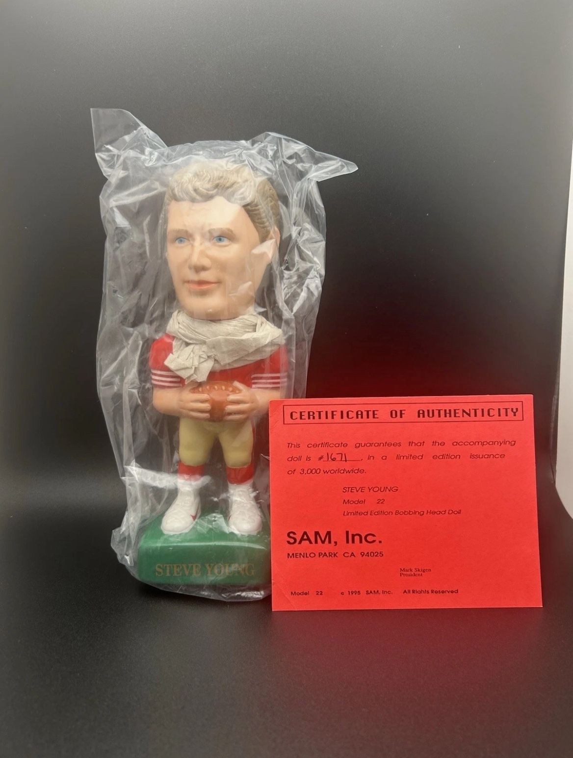 Joe Montana San Francisco 49 Bobbing Head Limited Edition 1671/3000 Porcelain