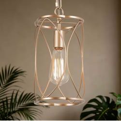 Uolfin Modern Gold Kitchen Island Pendant Light, 1-Light Mid-Century Dining Room Hanging Pendant Light for Foyer