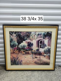 Large Framed Garden Courtyard Art Print