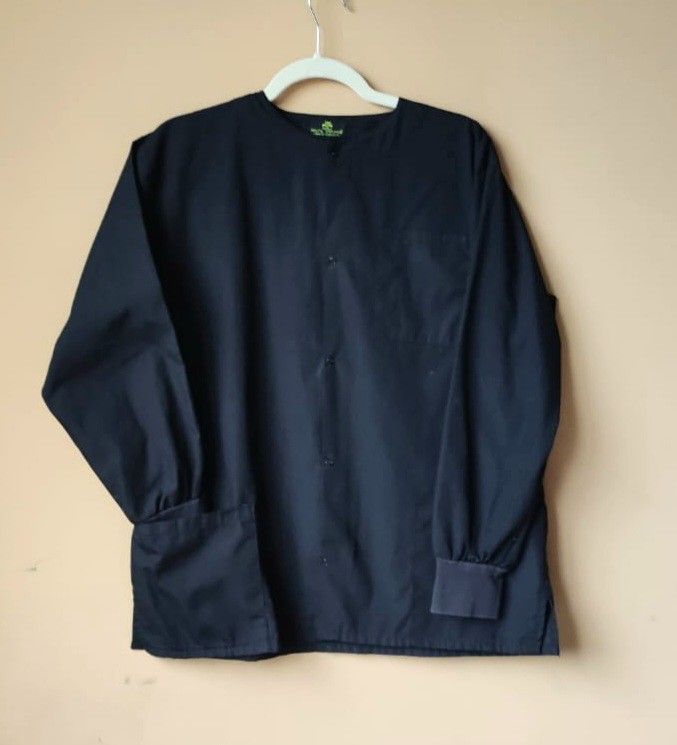 Solid Color Black Natural Uniforms Warm Up Scrubs Jacket Women's Size S /Small