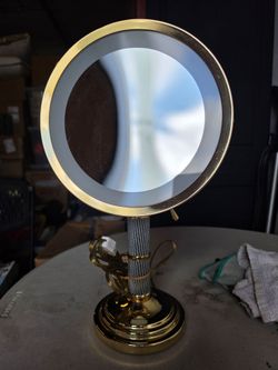 PROTRONICS Vintage Brass Adjustable Lighted Vanity Tabletop Mirror