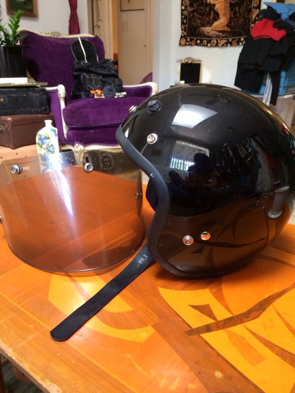 Vintage KBC Open Face Motorcycle Helmet TK 110s Gloss Black Sz M