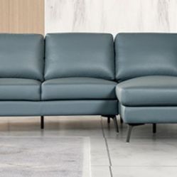 Brand New Blue Leather Modern Style Sectional Sofa