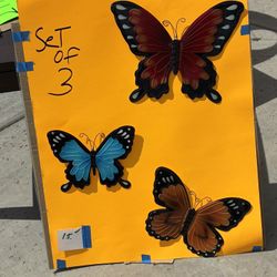 3 Metal Butterflies. 