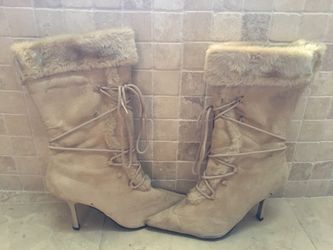 Lace up fur boots $10 size 11