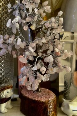 Beautiful Pink Rose Quartz Crystal Tree