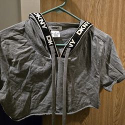 Womens DKNY Cropped Hoodie Shirt Size M