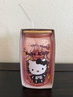 Hello Kitty Halloween Glass Tumbler with Lid and Straw