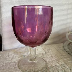 Vintage Pink iridescent water goblet
