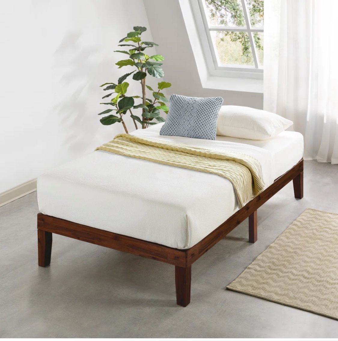 Twin Extra Long Wood Platform Bed frame