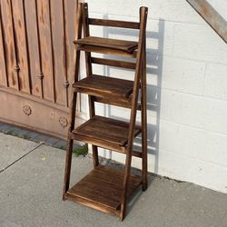 Foldable 4-Tier Wooden Flower Plant Display Stand Shelf Ladder for Indoor/Outdoor