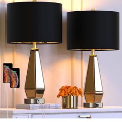 Tawny Mirror Bedside Tables Set Of 2
