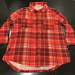 Women’s Medium Blood Orange Plaid Collared Button Shirt