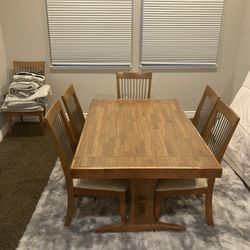 Solid Wood Dining Table 6 Chairs