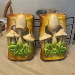 1977 Miller Studios Set 2 Mushroom Wall Hanging
