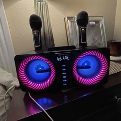 Karaoke machine with two wireless digital microphones