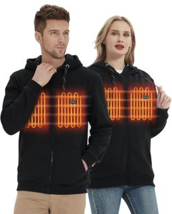 Heated Hoodies for Men Women with Battery Pack, Zip Up Hooded Sweatshirt, Heating Jacket Unisex Hunting Fishing