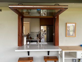 Optvue Gas Strut Window - Pass through kitchen window with integrated screen