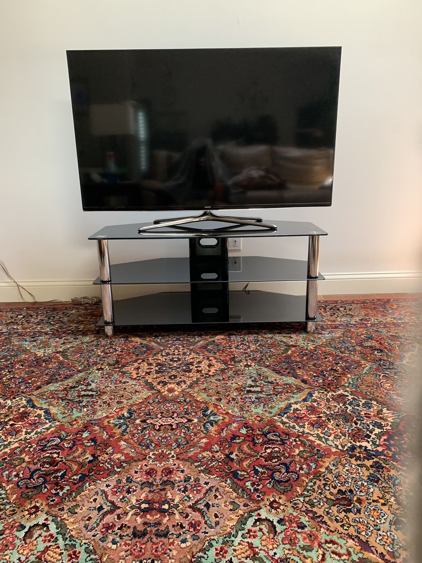 Glass TV Stand w/Shelves